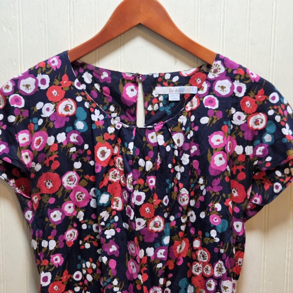 Boden Floral Short-Sleeve Blouse in Navy, Pink, Red